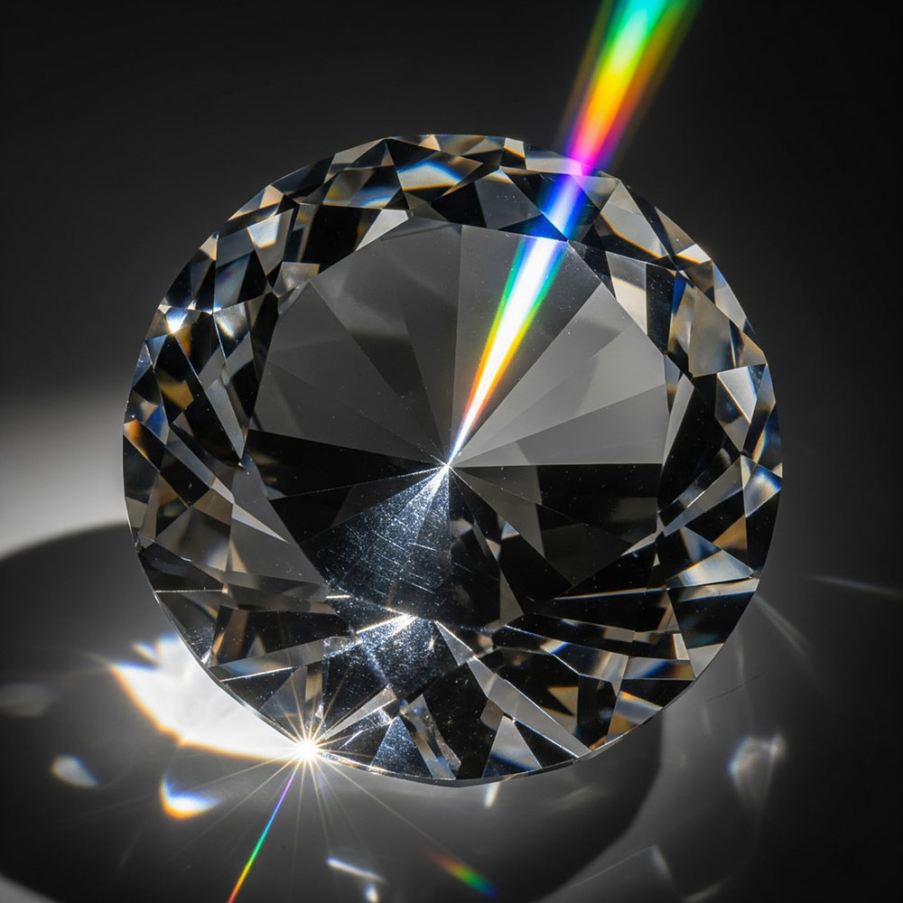 Detail of a crystal prism showing light refraction